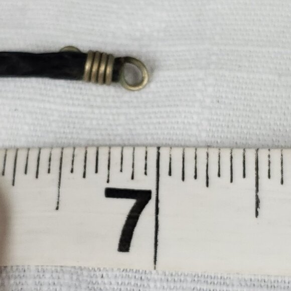 Gorgeous Green Stone Black Leather Cord Band Wire Wrapped Bracelet - Picture 7 of 8